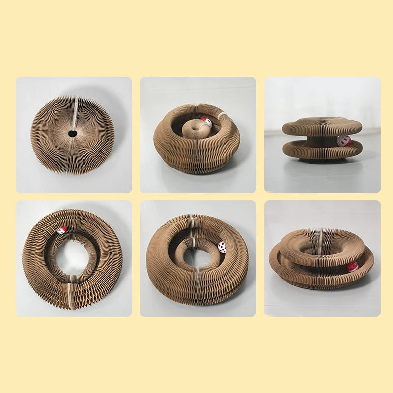 Magic Cat Scratch Organ Board Cat Toy with Ball Cat Grinding Claw Cat Climbing Frame Kitten Round Corrugated Cat Scratching Toy – image 4