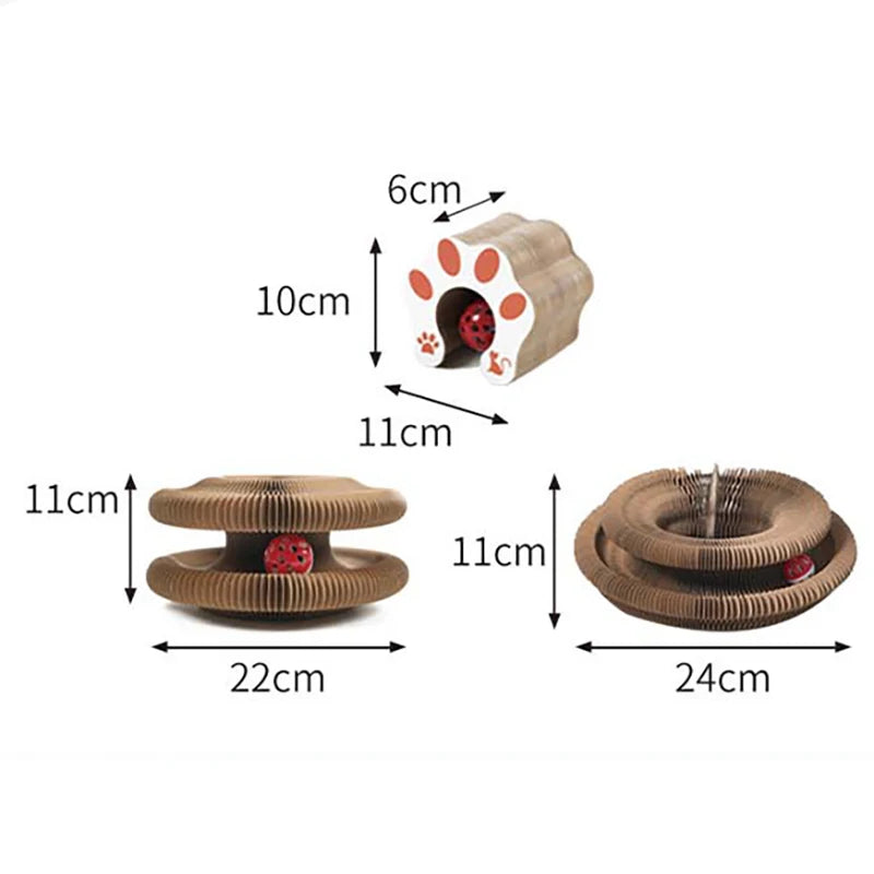 Magic Cat Scratch Organ Board Cat Toy with Ball Cat Grinding Claw Cat Climbing Frame Kitten Round Corrugated Cat Scratching Toy – image 5